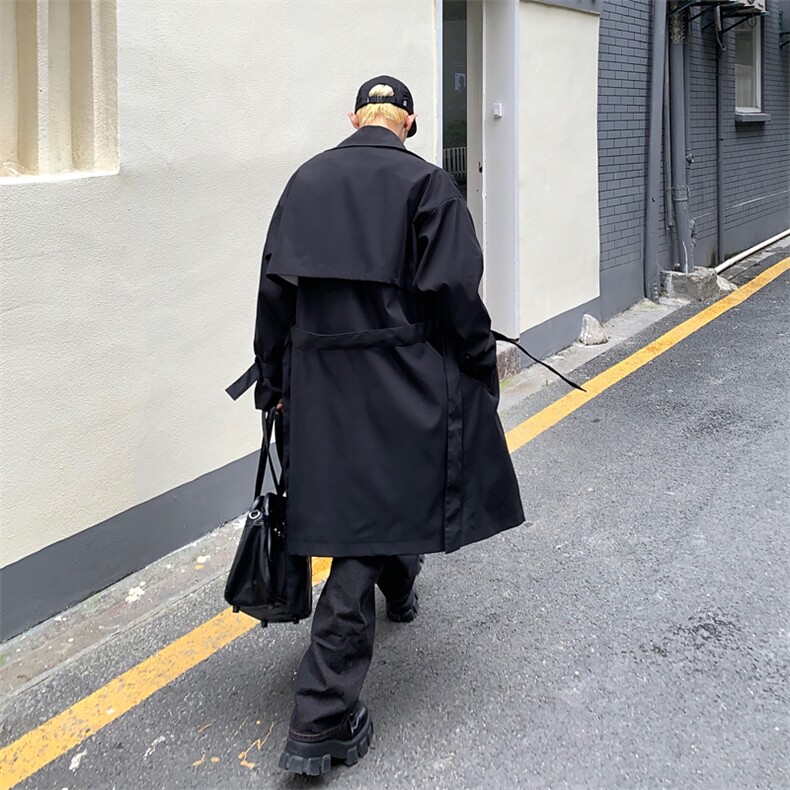 【2025秋冬】韩系风衣宽松潮流复古过膝尼大衣风衣中长外套,男装风衣,星座112A