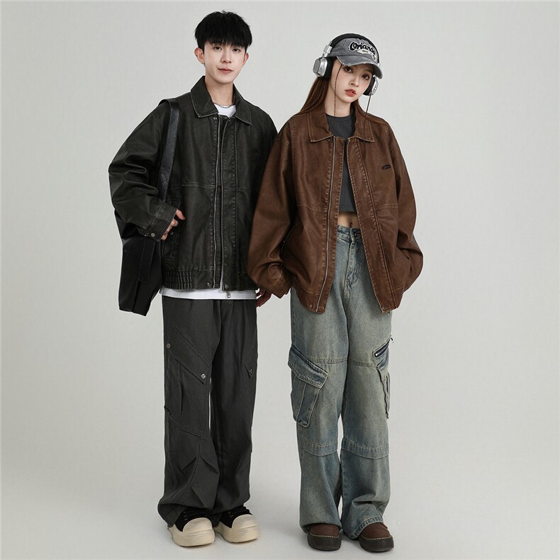 PU皮复古做旧水洗机车服情侣夹克上衣P036/P188,男装夹克,星座202-3