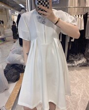 泡泡袖连衣裙，女装连衣裙，LL+