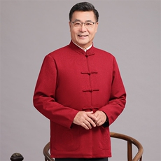 2026春款棉麻中老年风唐装外套男中式复古盘扣爷爷过生日外套，男装民族服装，钱塘723
