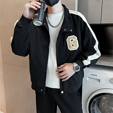 春秋新款男士外套字母刺绣印花夹克上衣，男装夹克，星座1013