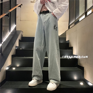 k1013-p50-控68 M-5XL 美式高阶黄泥拉链宽松大码牛仔裤cityboy图片