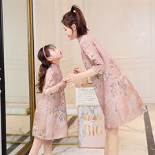 个性时尚连衣裙潮流舒适2021年春季长袖优雅亲子装，女装连衣裙，安之芮娜