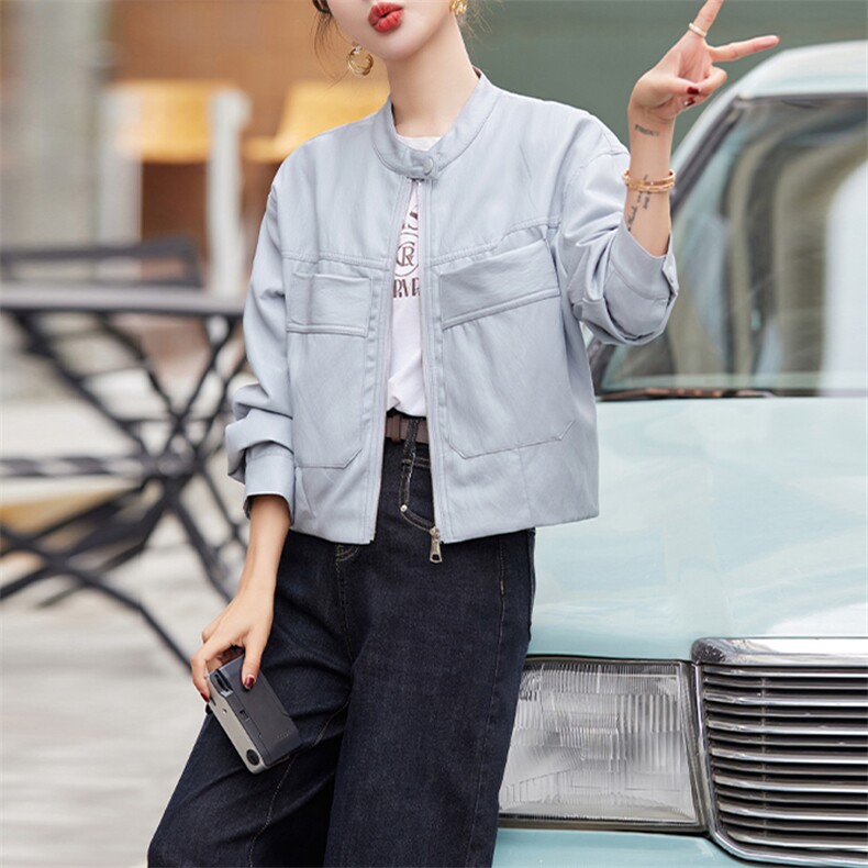 皮衣女外套短款上衣2025春秋季新款洋气显瘦小个子PU皮机车服夹克,女装皮衣,跑量工厂店