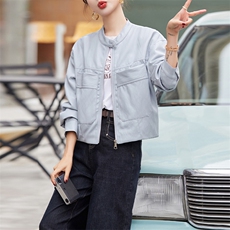 皮衣女外套短款上衣2025春秋季新款洋气显瘦小个子PU皮机车服夹克，女装皮衣，跑量工厂店