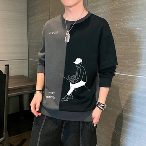 休闲圆领套头卫衣男宽松韩版2021新款bf风百搭长袖t恤DS982T图片