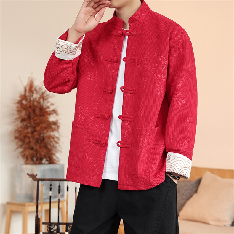 秋冬风盘扣复古灯芯绒休闲夹克外套唐装新中式潮H337/P110,男装夹克,钱塘713
