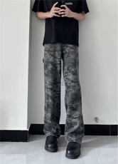 美式街头嘻哈重磅迷彩拼接工装牛仔裤，男装牛仔裤，星座310A-4