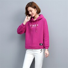 2021春季新款休闲运动连帽印花卫衣，女装卫衣/绒衫，独衣靓