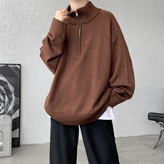 8XL-M复古半拉链立领毛衣男大码宽松针织线衫上衣外套MY1507/P75，男装针织衫/毛衣，电商B238