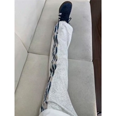 条纹运动裤男女春秋新款阔腿直筒裤休闲小个子宽松卫裤MKC325P38，男装休闲裤，星座1013-5