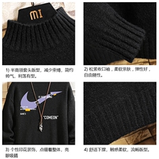半高领毛衣男士大码针织衫男毛线衣男砖墙M18259-P45加绒款-P65，男装针织衫/毛衣，电商A040A