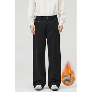 2025冬季加绒加厚棕色美拉德百搭牛仔裤男直筒宽松阔腿裤美式复古,男装牛仔裤,星座301D-3