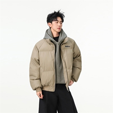 现货高品质重磅工艺美式高街假两件PU皮棉衣男女加厚棉服外套，男装棉衣，电商A486-1