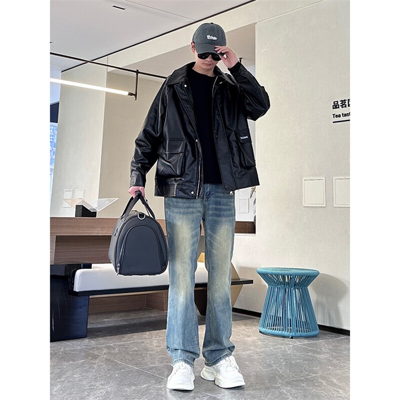 春季男款长裤美式复古微喇叭牛仔裤高街休闲裤1412-2/992/P60，男装休闲裤，星座1412-2