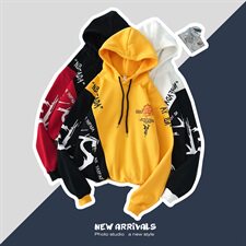 703-W193秋冬加绒卫衣拼色印花套头卫衣，男装卫衣，星座703