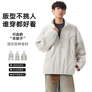 现货美式蝙蝠袖立领夹克外套男2026新款短款外套JK02636-P75图片