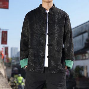 男士外套麂皮绒印花夹克盘扣立领唐装风 XZ1512-2507-P85图片