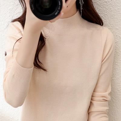 秋季半高圆领羊绒衫女修身内搭短款针织打底衫长袖毛衣宽松羊毛衫,针织衫/毛衣,鄂维那特