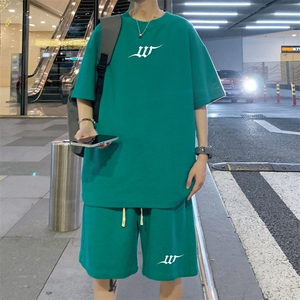 ！2025夏季新款男士华夫格短袖T恤套装学生一套HTZ123P50图片