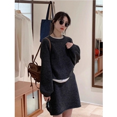 2025年秋季时尚百搭通勤简约休闲套装短裙，女装套装/套裙，佳弈羊绒