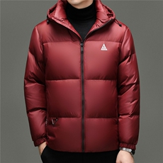 2025新款冬季男士连帽短款90%白鸭绒羽绒服大衣加厚羽绒服外套，男装羽绒服，钱塘723