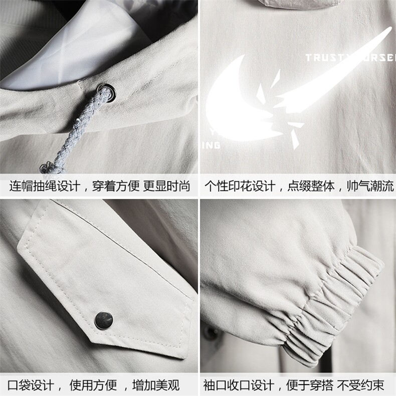 JK41111-P85纯棉连帽夹克男士大码工装夹克男外套男网格挂拍,男装夹克,电商A040A