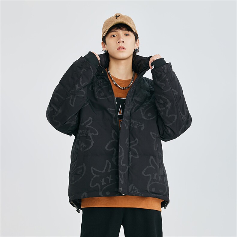 冬季90白鸭绒印花港风潮牌立领羽绒服A305-3776-P180控249,男装羽绒服,电商B306