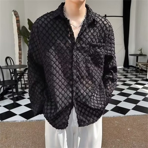春夏防晒衬衫长袖翻领鱼鳞纹衬衫C65 p50图片