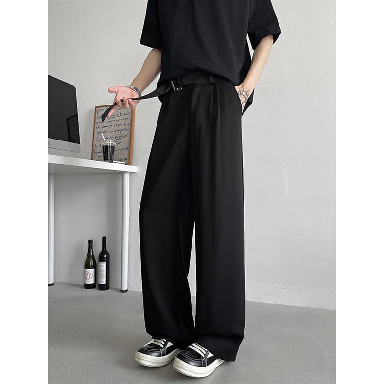 8XL-M垂坠感冰丝西裤大码凉感裤子腰带直筒长裤休闲裤KZ1958/P55,男装休闲裤,电商B238
