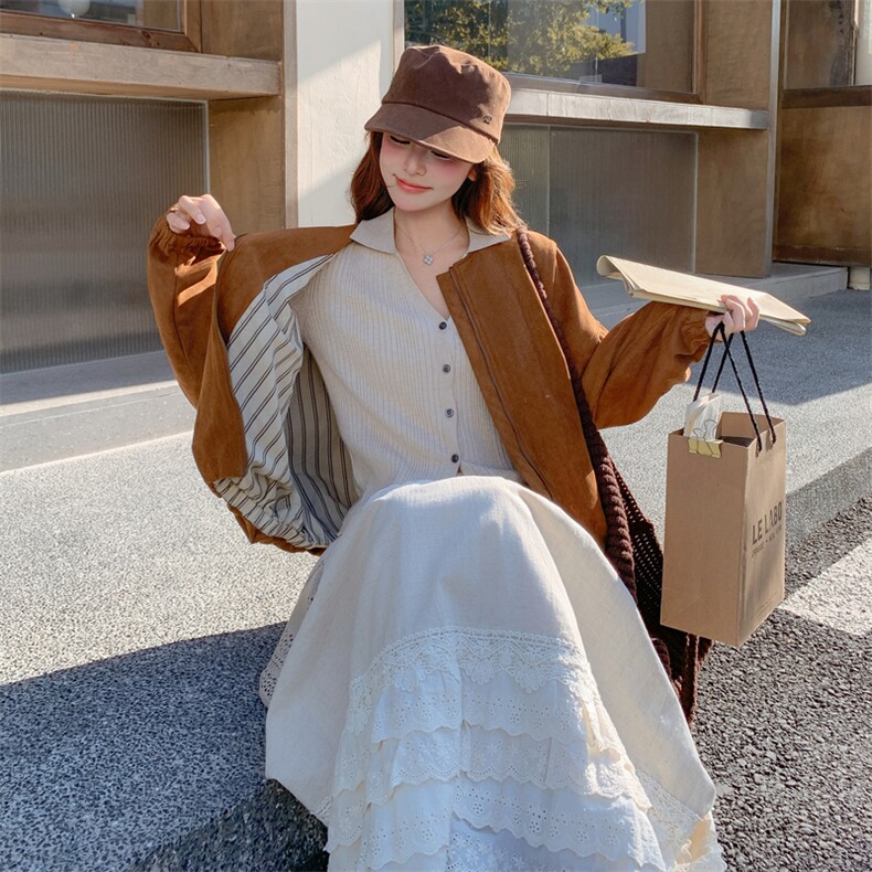 美拉德咖色棒球服外套女春秋2025新款超火好看高级小众短夹克上衣,女装短外套,浪娴服饰