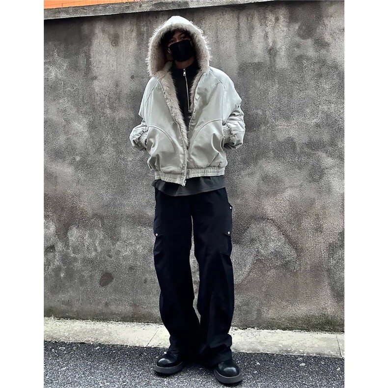 自家图2026冬季棉服座山雕男装痞帅毛领连帽棉衣外套S366P148,男装棉衣,电商A233-1