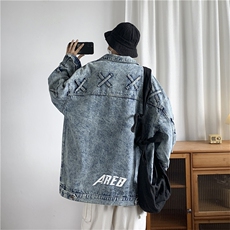 牛仔外套男2023秋季潮牌宽松情侣休闲中性风工装夹克JK0125-P70，男装夹克，星座308B-1