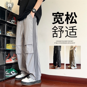 直播数据款 春季新款撞色侧条纹伞兵裤宽松直筒休闲裤 K501-P32图片