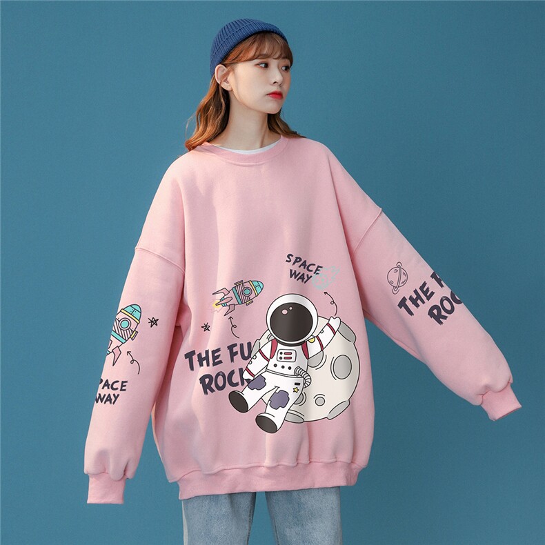 春装衔接新款百搭潮流韩版小众宇航员宽松圆领卫衣W149P30控48,男装卫衣,A247A