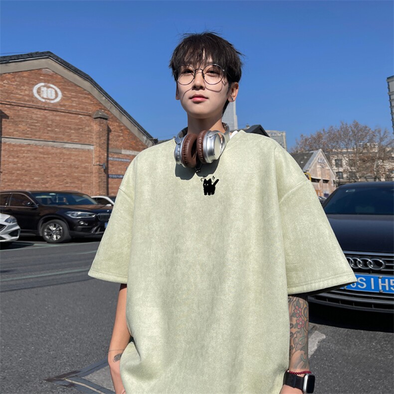 麂皮绒！重磅麂皮绒短袖t恤男JPDX196-特P19控38,男装T恤,电商B367