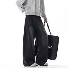 高街阔腿牛仔秋季宽松直筒休闲长裤拖地男生水洗复古裤nz1177p45，男装休闲裤，电商D315A