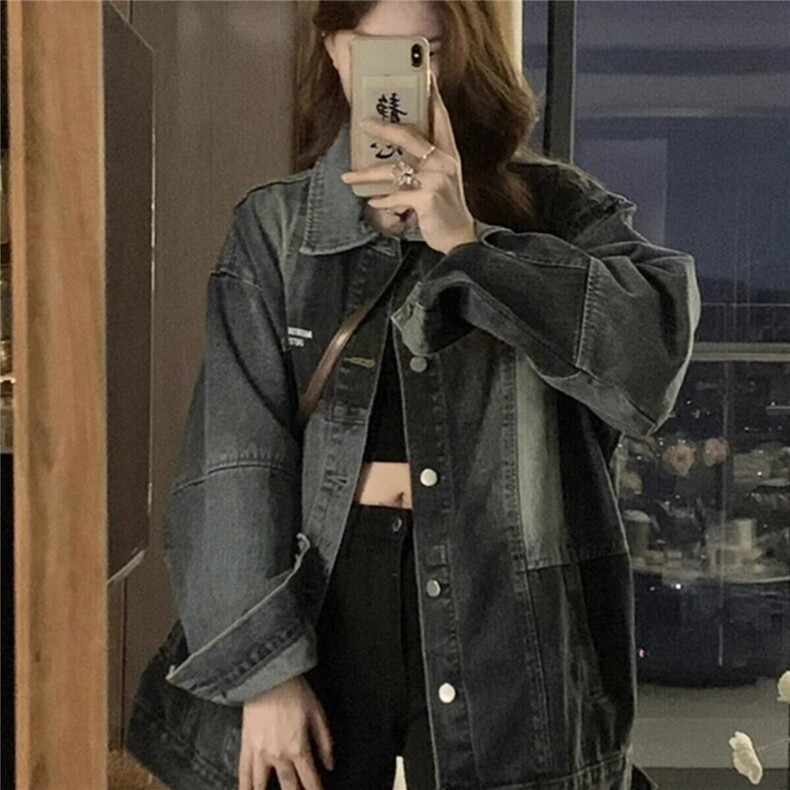 DW112-P65美式潮牌高街夹克拼色水洗牛仔外套男女外套-网图现货,男装夹克,星座603-2