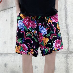 DK2023夏季男士休闲大码人造棉纱透气凉爽东北大花短裤风民族，男装休闲裤，星座115A(原星座507）
