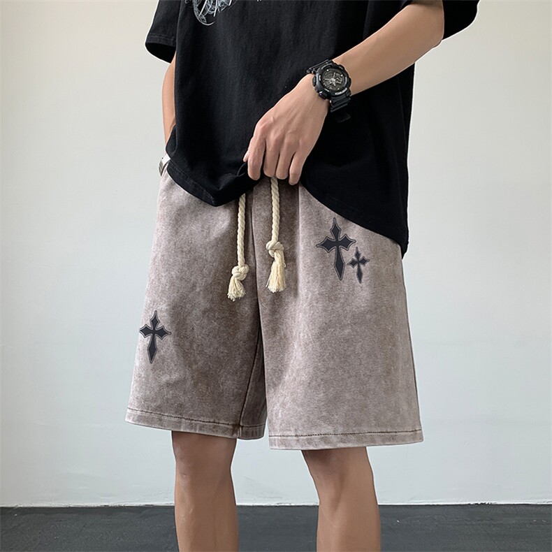 抖音供货、320克夏季新款水洗立体腰休闲短裤D223A-SK2306-P45,男装休闲裤,电商019-1