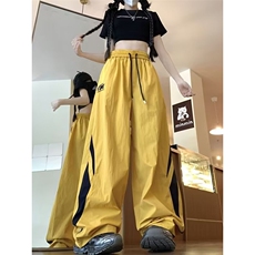 港风夏款男女休闲裤褶皱速干刺绣阔腿宽松长裤h612P40，男装休闲裤，星座1013-1