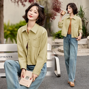 2025春秋季新款皮衣外套女pu皮翻领短款上衣拉链高级感机车服夹克图片