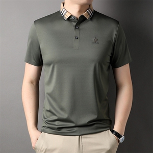 夏季新款保罗丅恤衬衫领衣服Polo衫中年商务男士短袖翻领半袖体恤图片