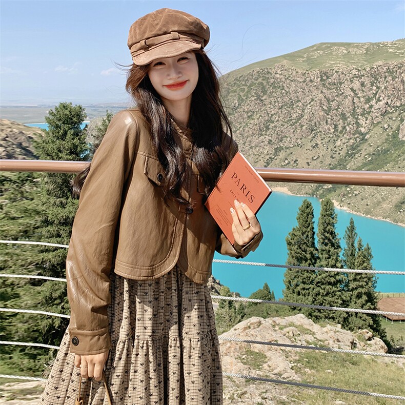 美拉德皮衣外套吊带裙套装连衣裙女春秋2025新款洋气减龄两件套,女装套装/套裙,2C122