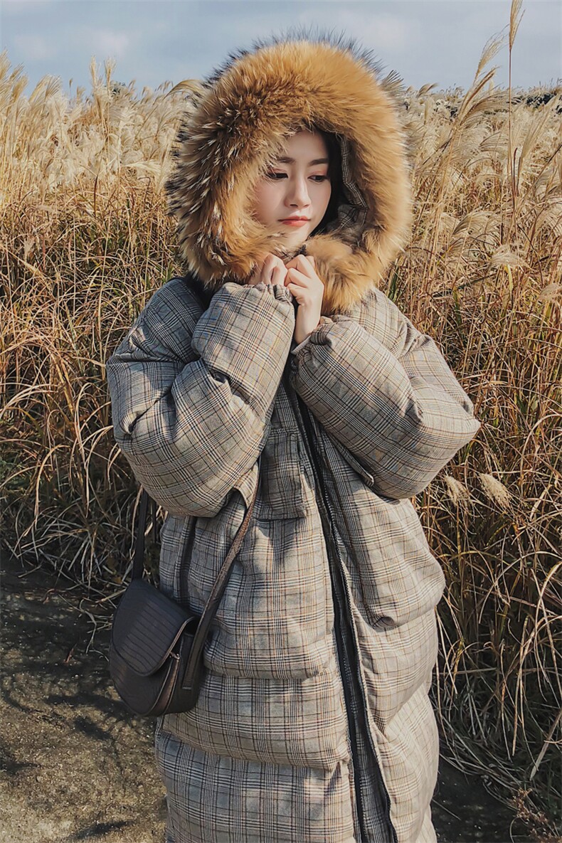 大货大口袋格子长款棉衣柒柒家M70-P185控268,女装棉衣/棉服,柒柒家