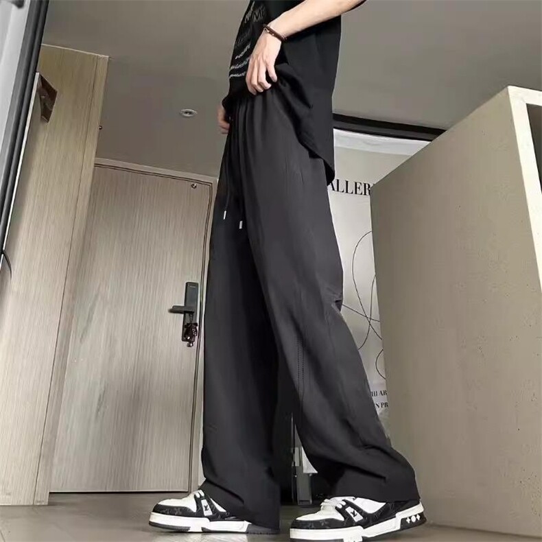 夏季新款激光打孔透气休闲裤男女简约直筒百搭垂感阔腿裤K3332P40,男装休闲裤,星座218-1（原230）