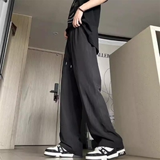 夏季新款激光打孔透气休闲裤男女简约直筒百搭垂感阔腿裤K3332P40，男装休闲裤，星座218-1（原230）