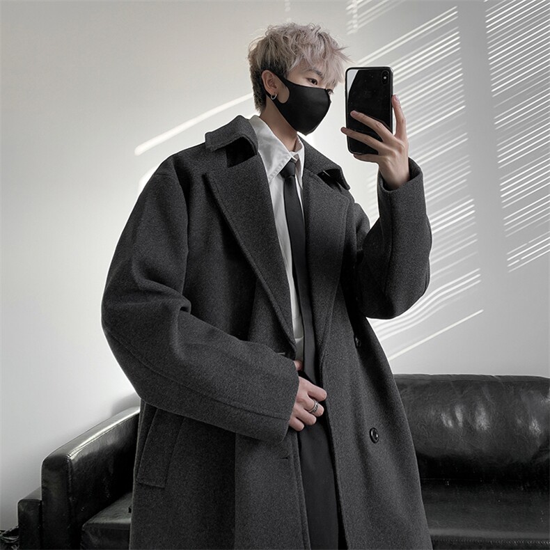 美式潮流毛呢大衣男中长款呢子风衣英伦雅痞男装外套MN3457/P100，男装风衣，电商B316
