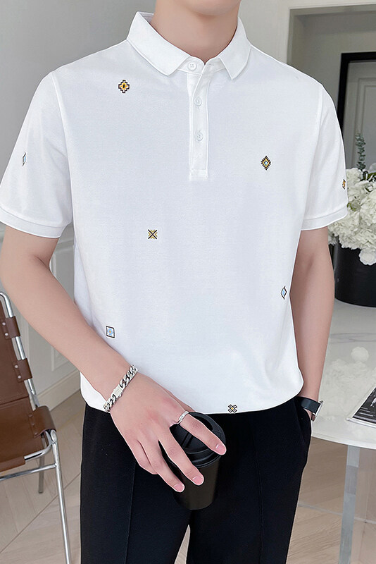 夏季刺绣男士短袖Polo衫翻领半袖T6290-P55,男装Polo衫,星座1012-1