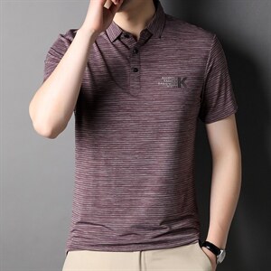 品牌高端轻奢冰丝短袖体恤男中青年霸博装POLO翻领衫男士宽松弹力图片